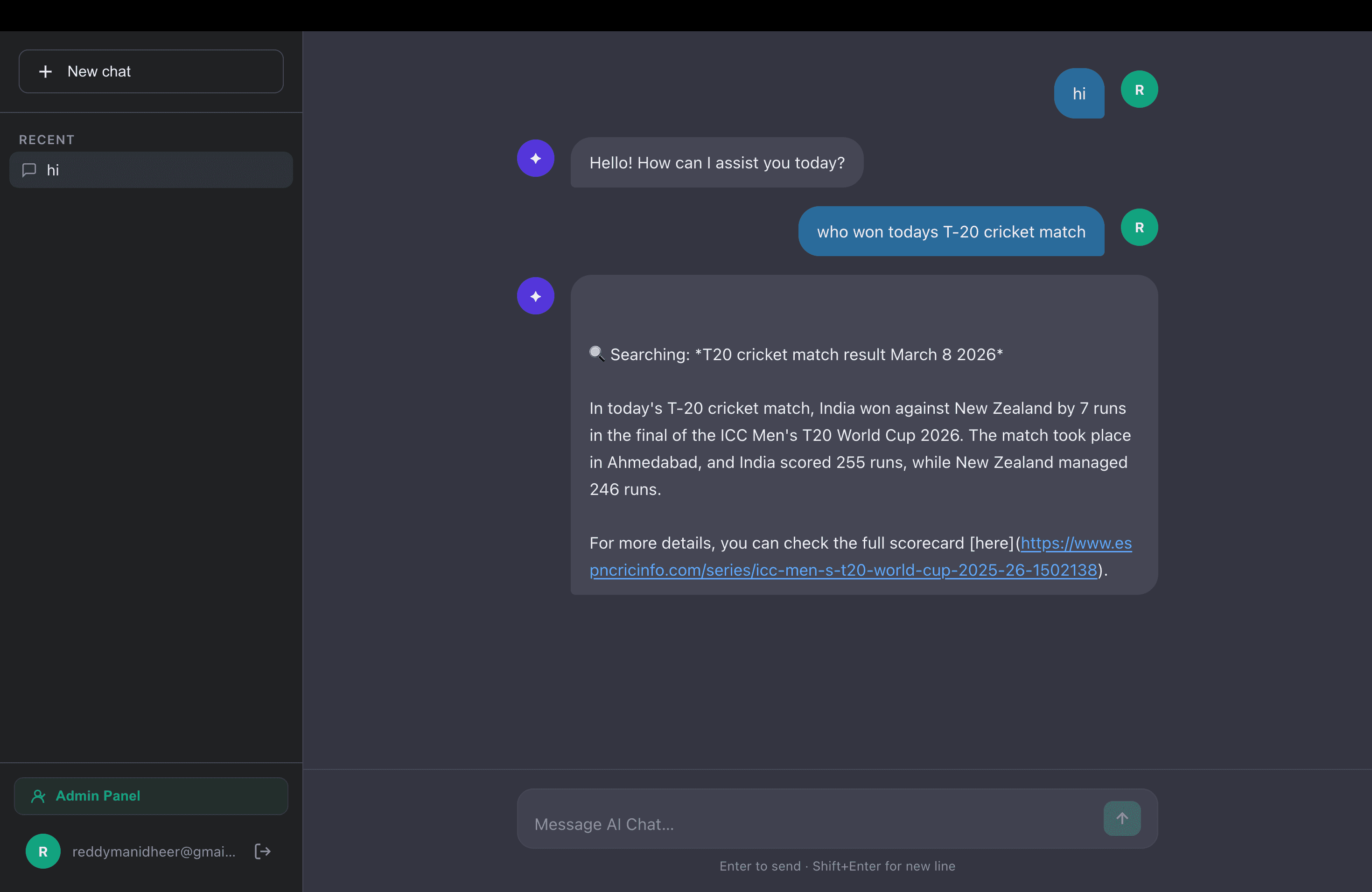 AI Chatbot with Live Web Search screenshot 2